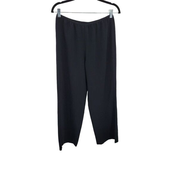 Anne Klein High-rise Wide Leg Dress Pants S Black Elastic Waist Cocktail Evening - Picture 3 of 12